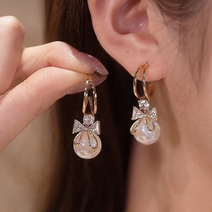 リボンパール ドロップピアス