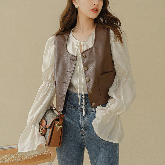 レザー シングルベスト