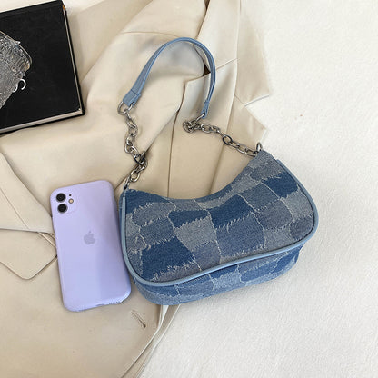 デニム調ショルダーバッグ