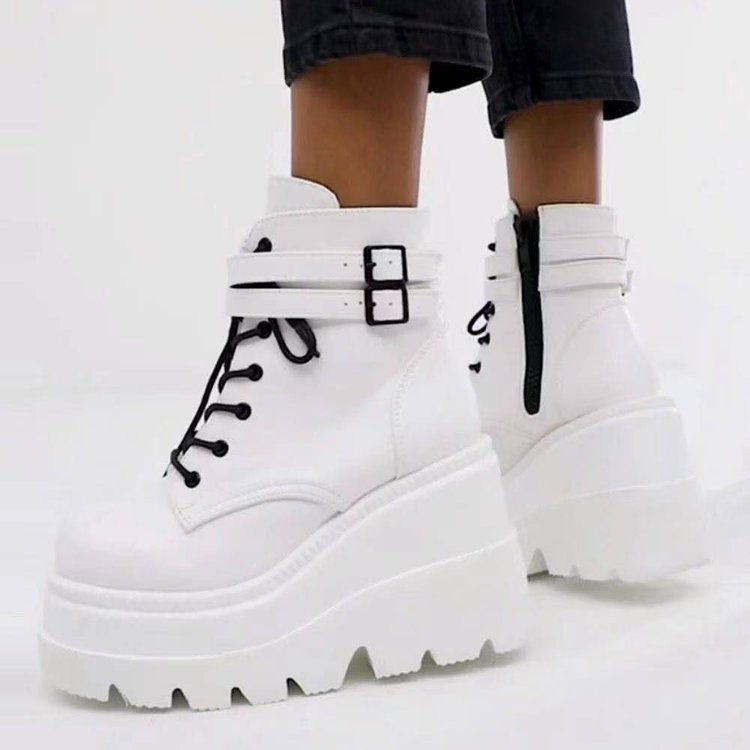 厚底ウェッジソール ショートブーツ