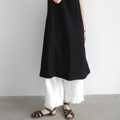 裾フリル ワイドクロップドパンツ