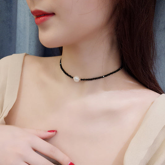 ブラックスピネル ビーズネックレス