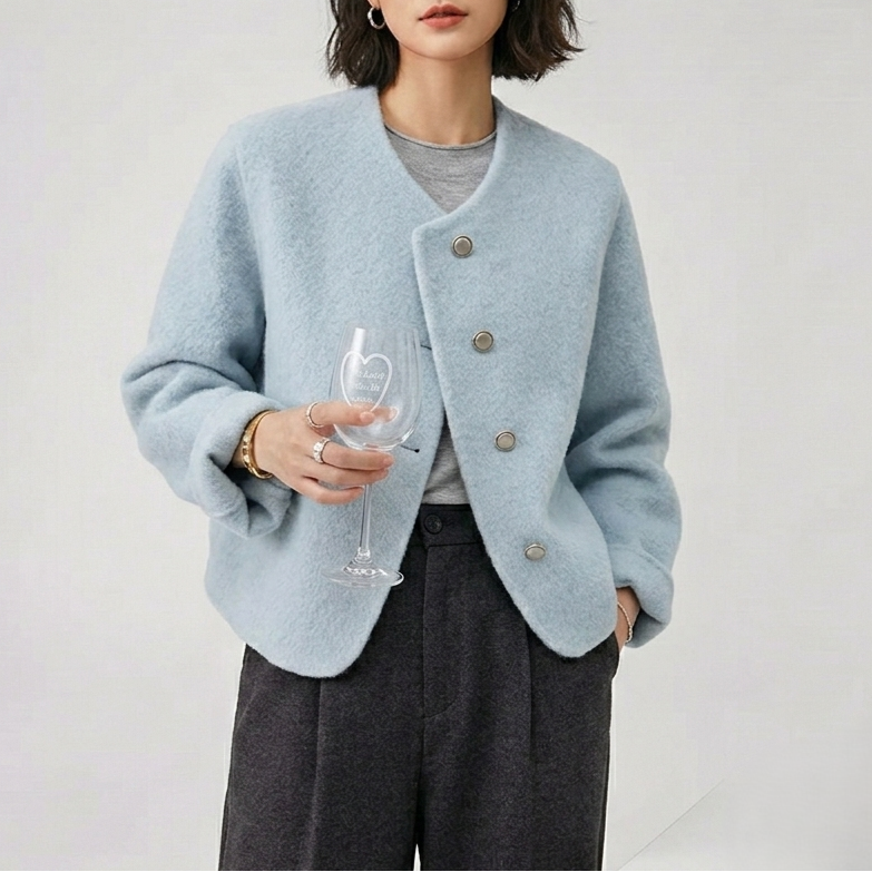 ラウンドネック ショートコート