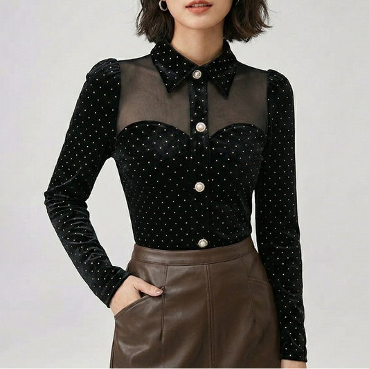 ドット柄 ブラウス