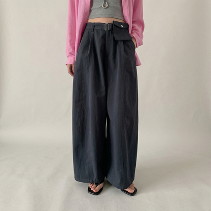 ハイウエスト ストレート ワイドパンツ