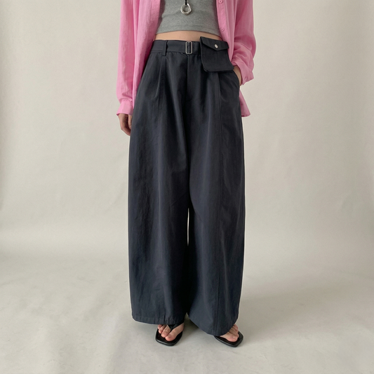 ハイウエスト ストレート ワイドパンツ
