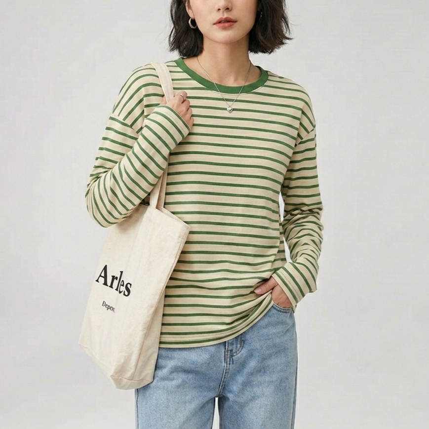 シルケットコットン ボーダーTシャツ