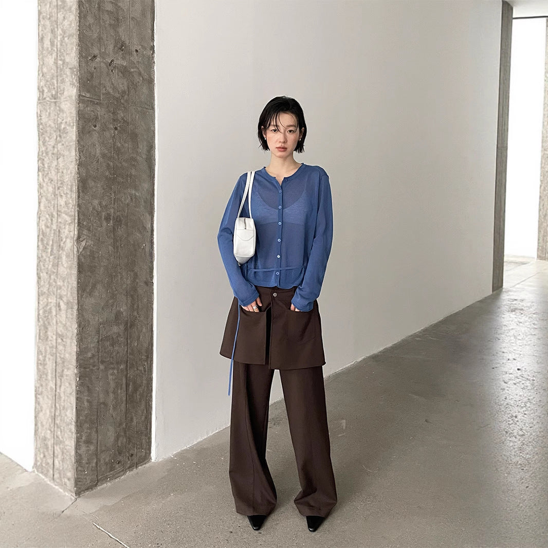 ハイウエスト ストレート ワイドパンツ