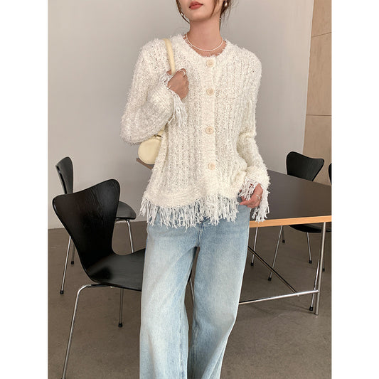 フリンジデザイン ニットカーディガン