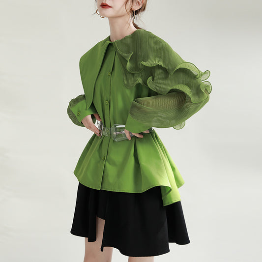 アシンメトリー フリルシャツ