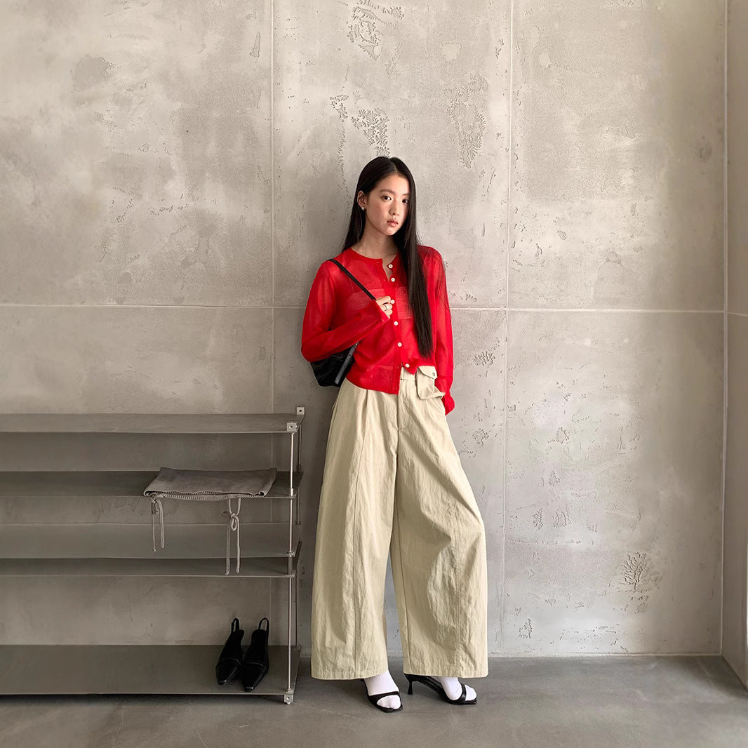 ハイウエスト ストレート ワイドパンツ