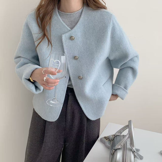 ラウンドネック ショートコート