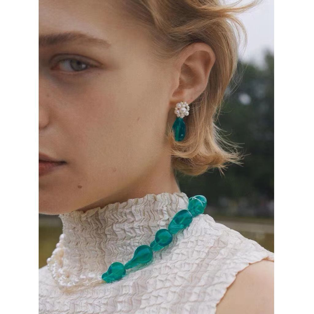 天然淡水パール×琉璃ビーズ ネックレス