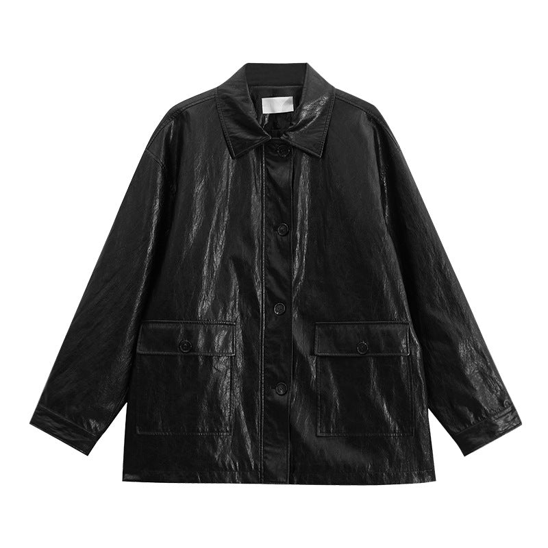レザー シャツジャケット