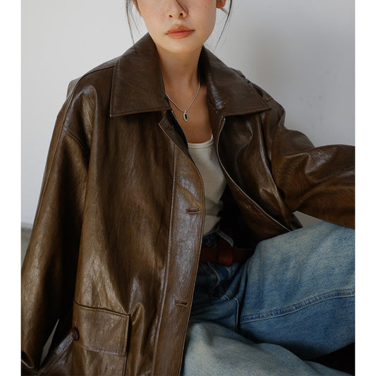 レザー シャツジャケット