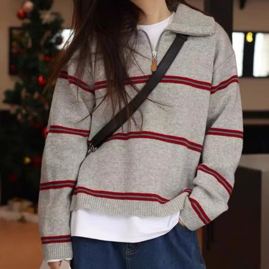 ハーフジップ ニットセーター