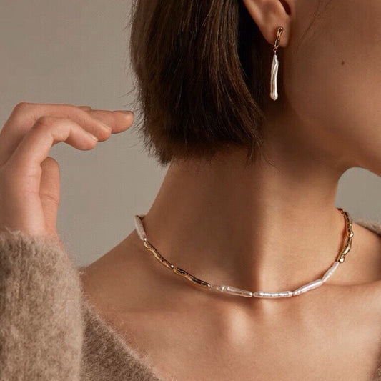 天然バロックパール スティックネックレス