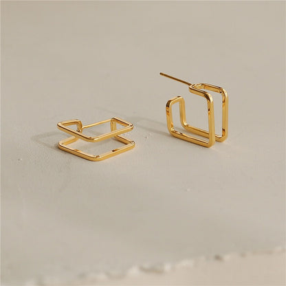 ダブルスクエア フープピアス