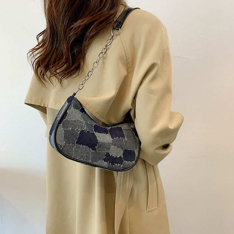 デニム調ショルダーバッグ