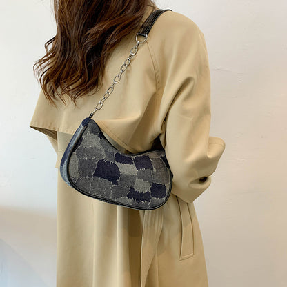 デニム調ショルダーバッグ