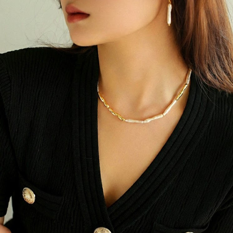 天然バロックパール スティックネックレス