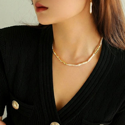 天然バロックパール スティックネックレス